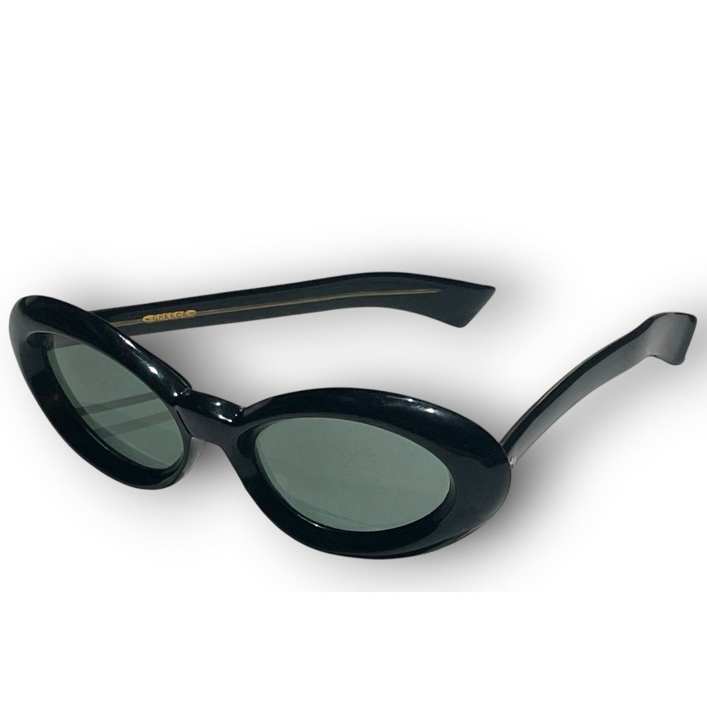 Vintage GREECE Brand Oval Sunglasses‎ Black Frames  Star Detail